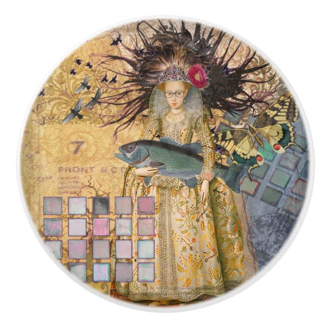 Vintage Pisces Woman Gothic Classic  Ceramic Knob (Front)