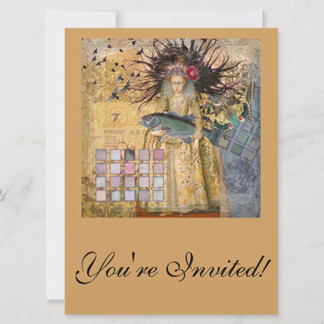 Vintage Pisces Woman Gothic Classic  Invitation (Front)