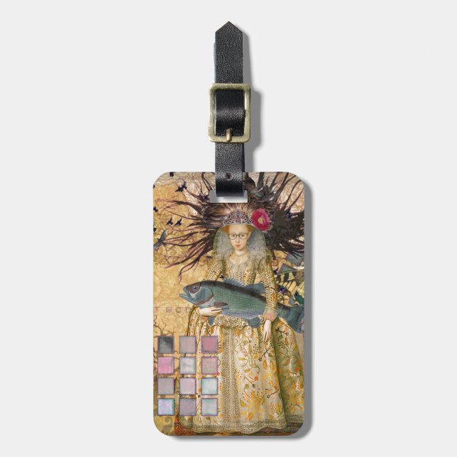 Vintage Pisces Woman Gothic Classic  Luggage Tag (Front Vertical)