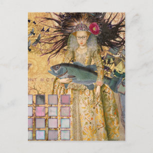 Vintage Pisces Woman Gothic Classic  Postcard
