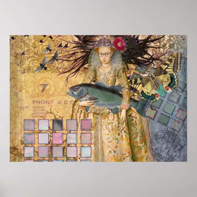 Vintage Pisces Woman Gothic Classic  Poster (Front)