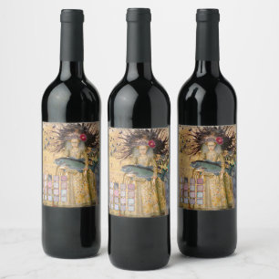 Vintage Pisces Woman Gothic Classic Wine Label