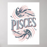 Vintage Pisces Zodiac Sign 