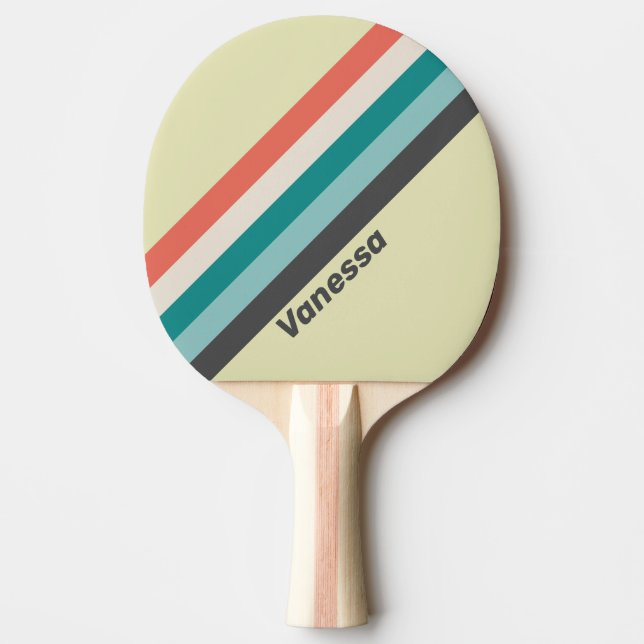 Vintage Pistachio Striped with Name Ping Pong Paddle (Front)