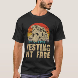 Vintage Pitbull Resting Pit Face Funny Pitbull Dad T-Shirt