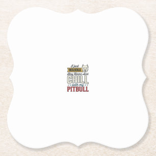 Vintage Pitbull Stay Home And Chill Dog Lover Desi Paper Coaster