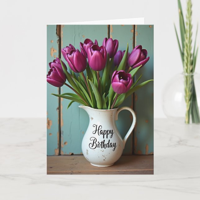 Vintage Pitcher Birthday Card (Front)