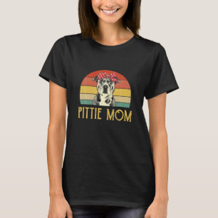Vintage Pittie Mum Pitbull Dog Lovers Gift Mothers T-Shirt