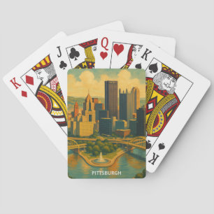 Vintage Pittsburgh Pennsylvania Skyline Playing Cards