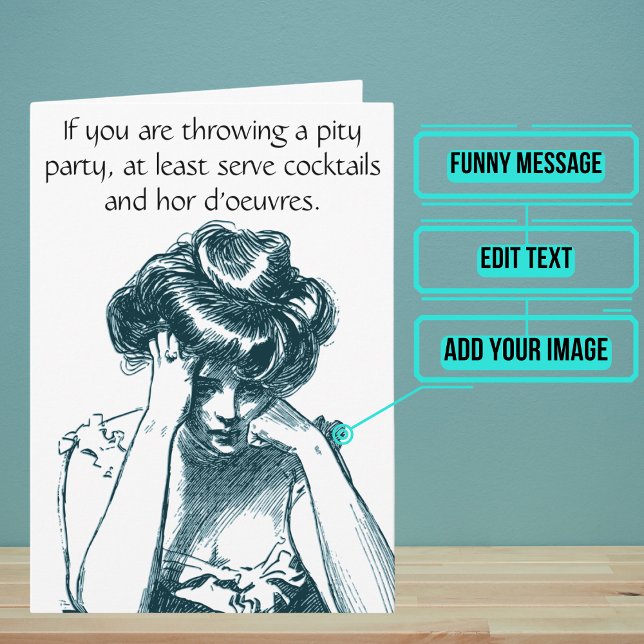 Vintage Pity Party Birthday Card (Looking for the perfect funny card with a retro twist?)