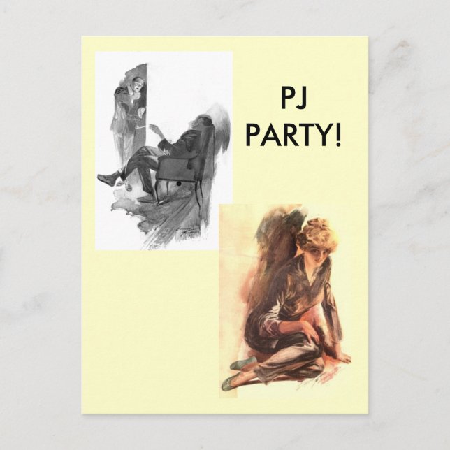 Vintage PJ PARTY! Invitation Postcard (Front)