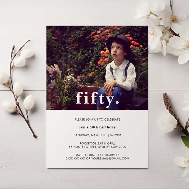 Vintage Plaid 50th Birthday Photo Invitation (Creator Uploaded)