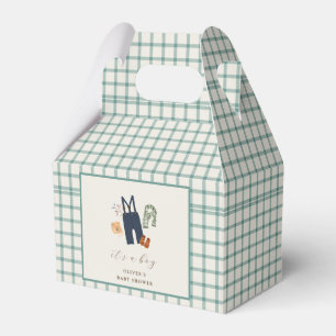 Vintage Plaid Boy Clothes Baby Shower Favour Box
