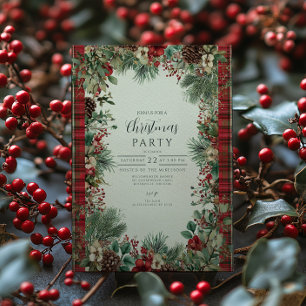 Vintage Plaid Christmas Invitation