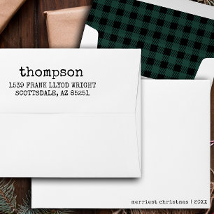 Vintage Plaid Custom Return Address Christmas Envelope