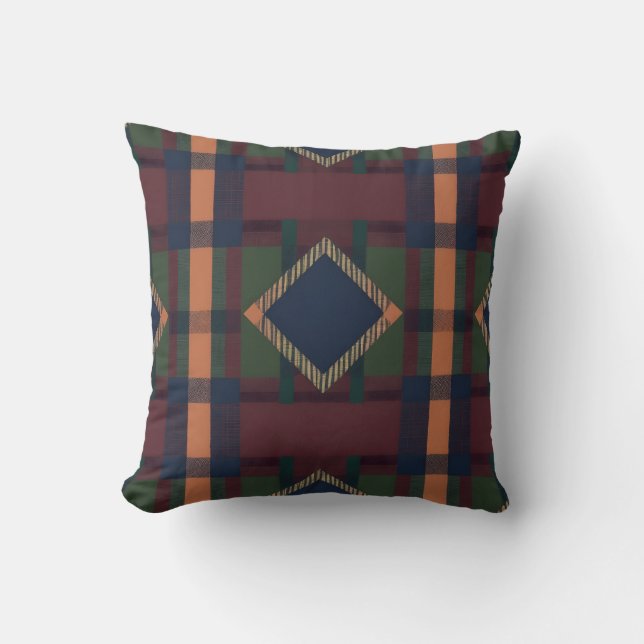 vintage plaid fabric cushion (Front)