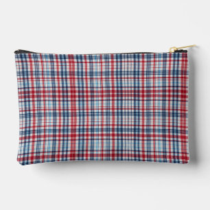 Vintage, plaid red white blue pattern  accessory pouch