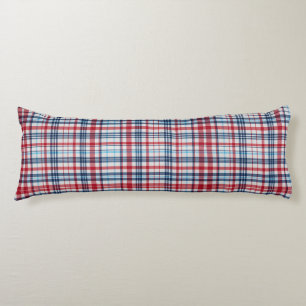 Vintage, plaid red white blue pattern  body cushion