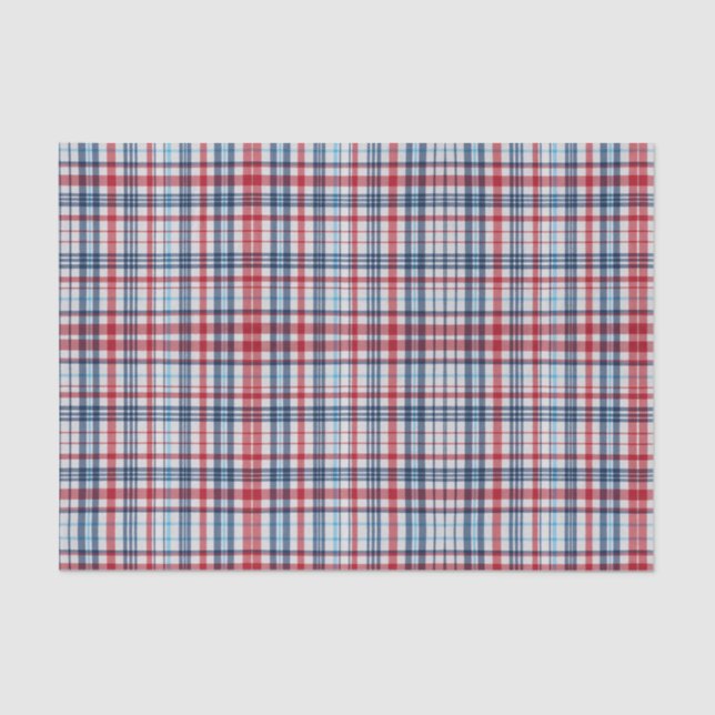 Vintage, plaid red white blue pattern  tissue paper (Front)