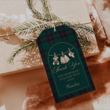 Vintage Plaid Teddy Bear Baby Shower Gift Tags 