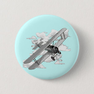 Vintage Plane 6 Cm Round Badge