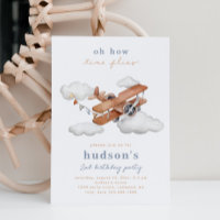 Vintage Plane Birthday Invitation | Aeroplane