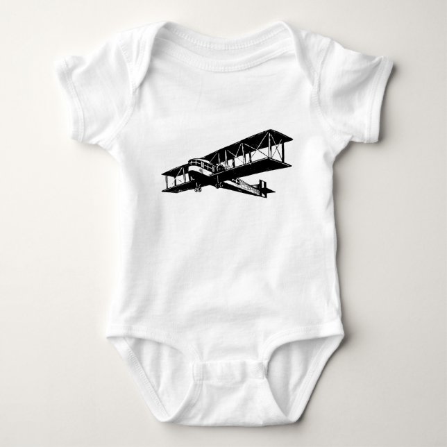 Vintage Plane - Black Baby Bodysuit (Front)