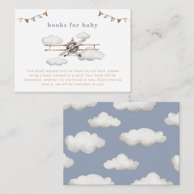 Vintage Plane Books For Baby Cards (Front/Back)
