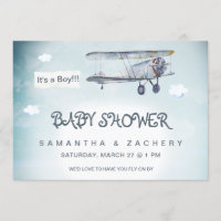 *~* Vintage Plane Clouds Banner Baby Boy Shower