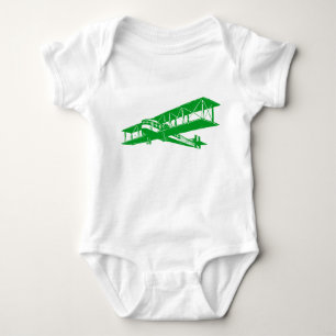 Vintage Plane - Grass Green Baby Bodysuit