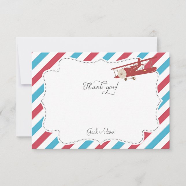 Vintage Plane Thank You Card (Front)