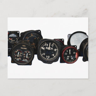 Vintage plane WWII flying dials displays Postcard