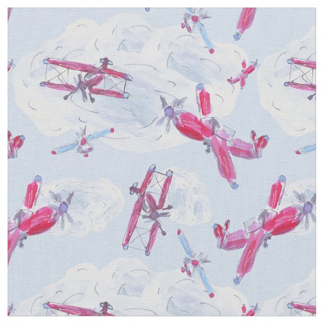 Vintage Planes Aeroplanes, & Aeroplanes Fabric (Close Up)
