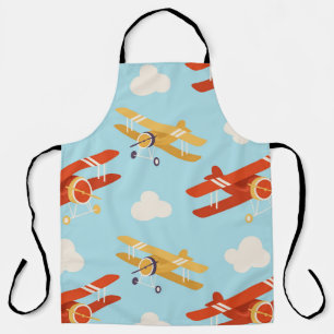 Vintage Planes Clouds Background Pattern Apron