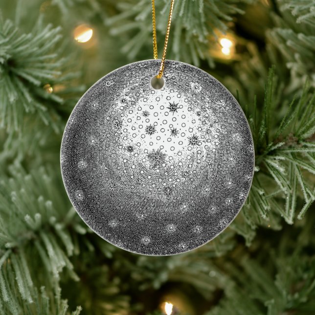 Vintage Planet Hand-Drawn Ceramic Ornament (Tree)