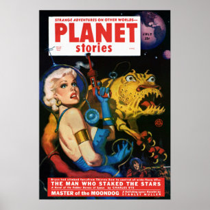 Vintage Planet Stories Alien Invasion Poster