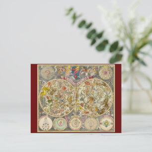 Vintage Planisphaerium Coeleste Celestial Map Postcard