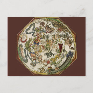 Vintage Planisphere Celestial Map by Peter Apian Postcard