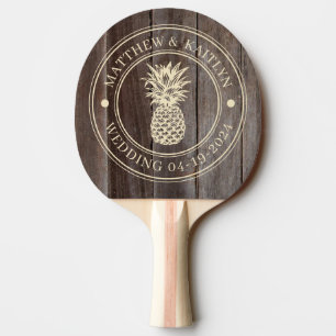 Vintage Planks Pineapple Wedding Names Ping Pong Paddle
