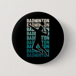 Vintage Play Badminton Silhouette Sport Player Shu 6 Cm Round Badge