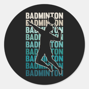 Vintage Play Badminton Silhouette Sport Player Shu Classic Round Sticker