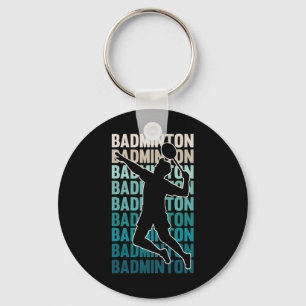 Vintage Play Badminton Silhouette Sport Player Shu Key Ring