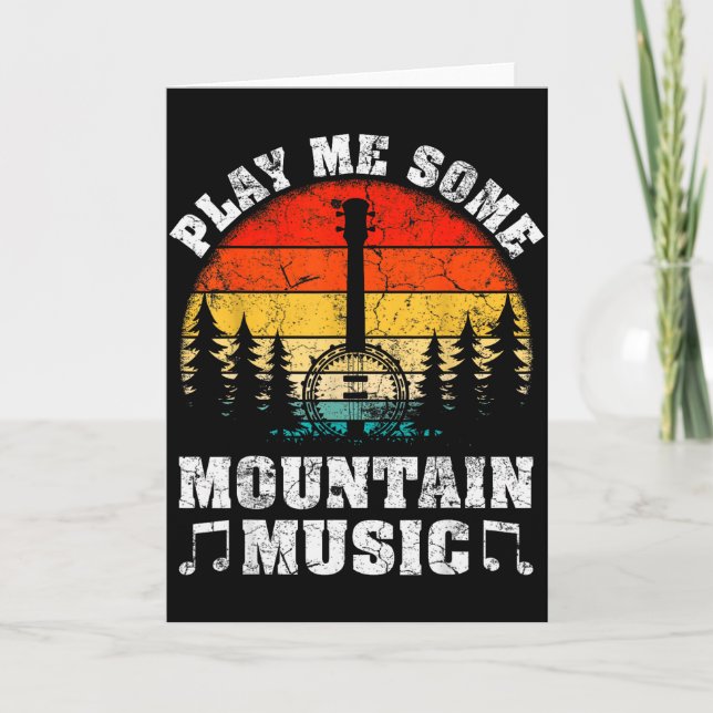 Vintage Play Me Some Mountain Music Mandolin  Card (Front)
