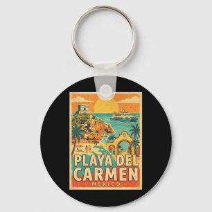 Vintage Playa Del Carmen Mexico Travel Souvenir Key Ring