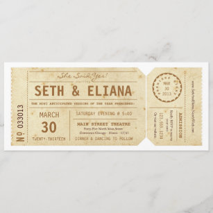 Vintage Playbill Ticket Wedding Invitation