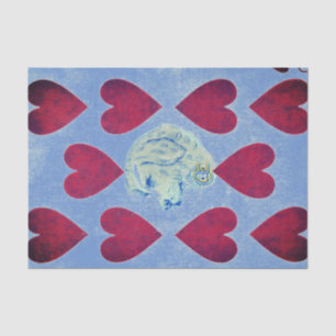 VINTAGE PLAYING CARD IMAGE RED HEARTS Tissue Paper