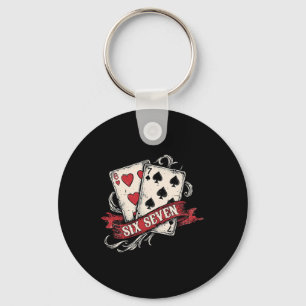 Vintage Playing Cards Trending Six Seven 67 Meme V Key Ring