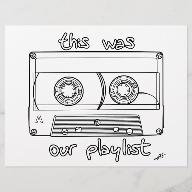 Vintage Playlist - Colouring Page. (Front)