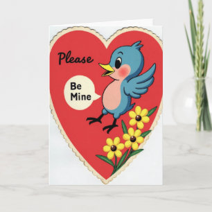 Vintage Please Be Mine Bird Card