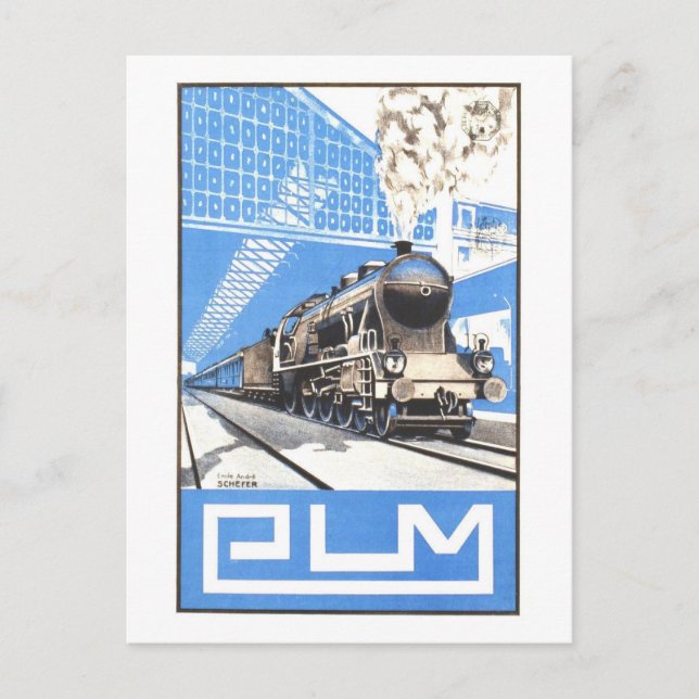 Vintage PLM French Train Travel Poster Postcard (Front)